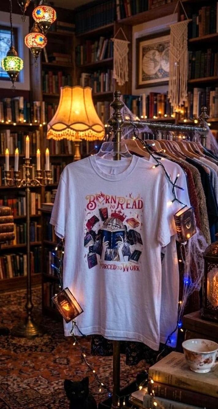 Born To Read Forced To Work Sarah J Maas Shirt Throne of Glass Graphic Tee M